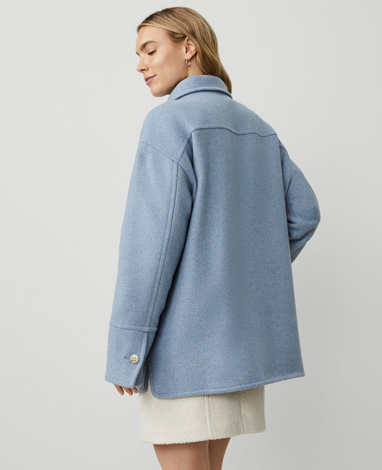 Petite Collared Button Front Relaxed Jacket