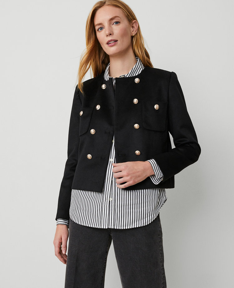 Ann Taylor Double Breasted Patch Pocket Jacket