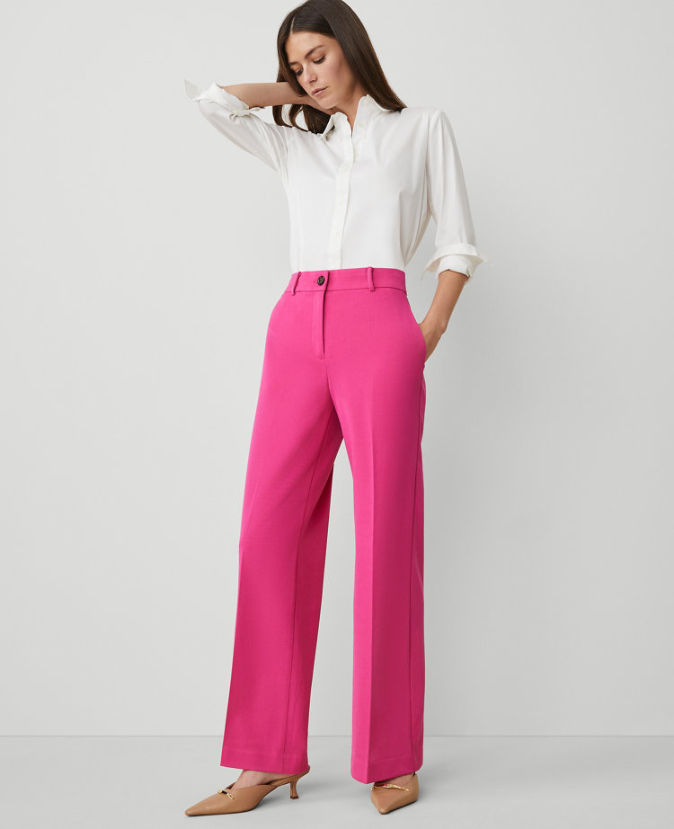Ann Taylor The Perfect Wide Leg Pant Hot Pink Poppy Women's