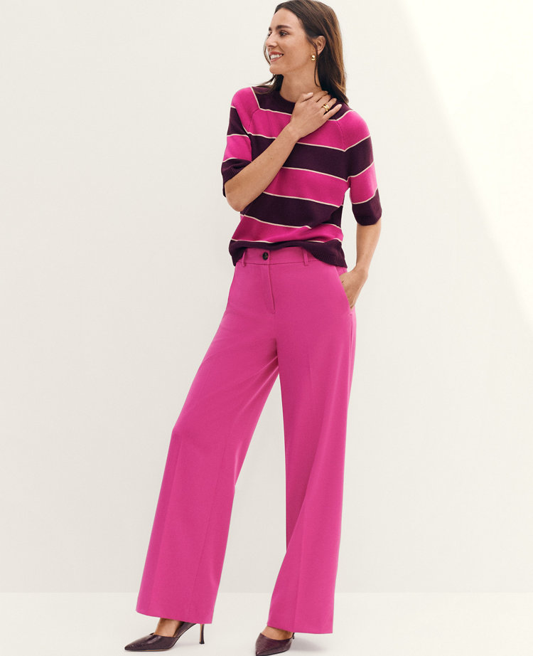 Ann Taylor The Perfect Wide Leg Pant Hot Pink Poppy Women's