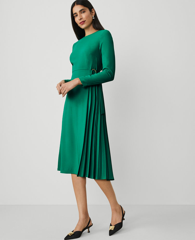 Back-Pleat Midi Dress