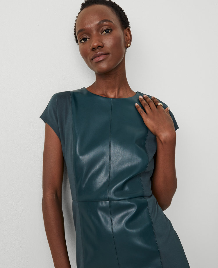 Faux Leather Mixed Media Dress