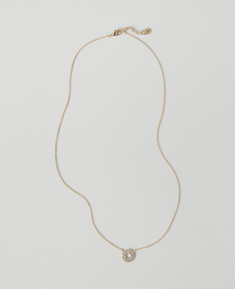 Ann Taylor Demi Fine Pave Ring Necklace Goldtone Women's