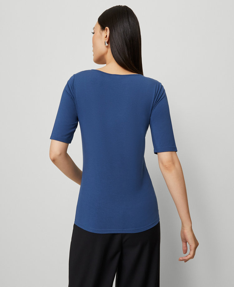 Scoop Neck Elbow Sleeve Tee