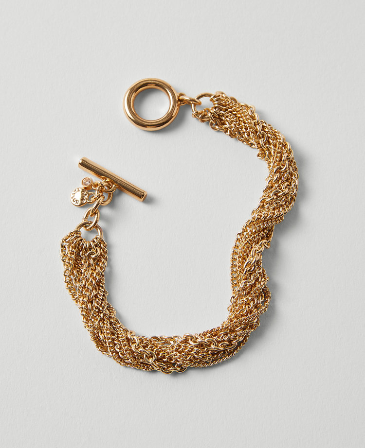Ann Taylor Multi Chain Toggle Bracelet Goldtone Women's
