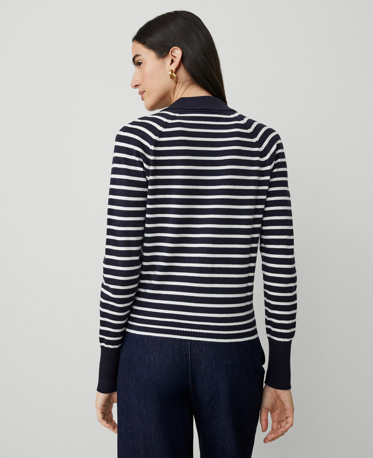 Striped Collared Cardigan