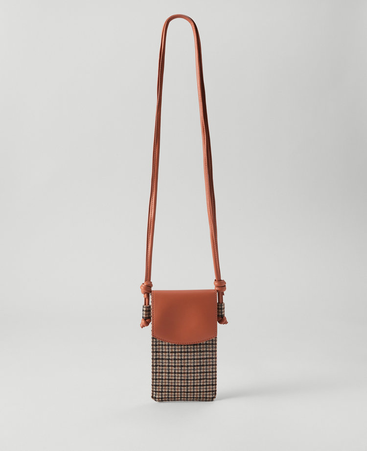 AT Weekend Houndstooth Tweed Crossbody Phone Bag