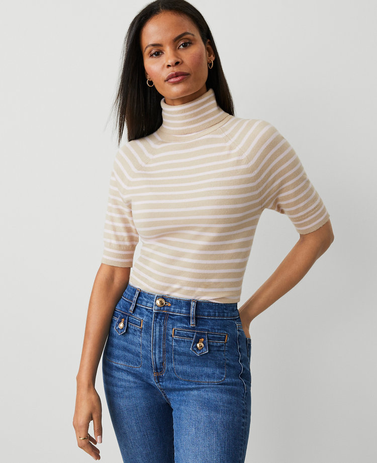 Striped Turtleneck Sweater Tee