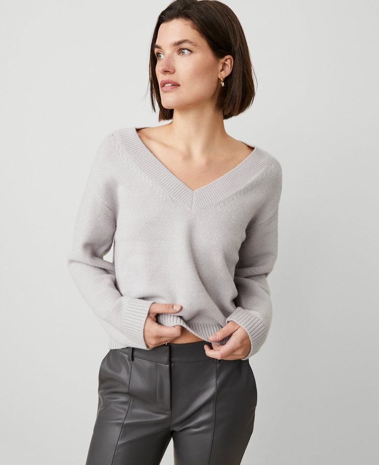 Wide V-Neck Relaxed Sweater