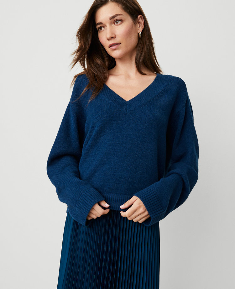 Wide V-Neck Relaxed Sweater carousel Product Image 1