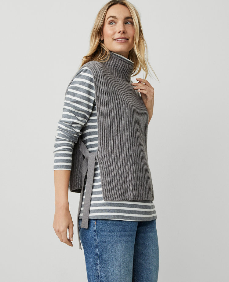 Mock Neck Sleeveless Ribbed Vest