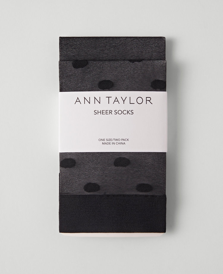 Ann Taylor Polka Dot & Solid Sheer Sock Set Black Women's