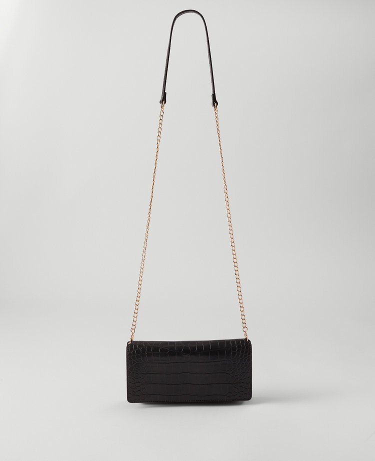 Embossed Mini Crossbody Bag with Chain Strap