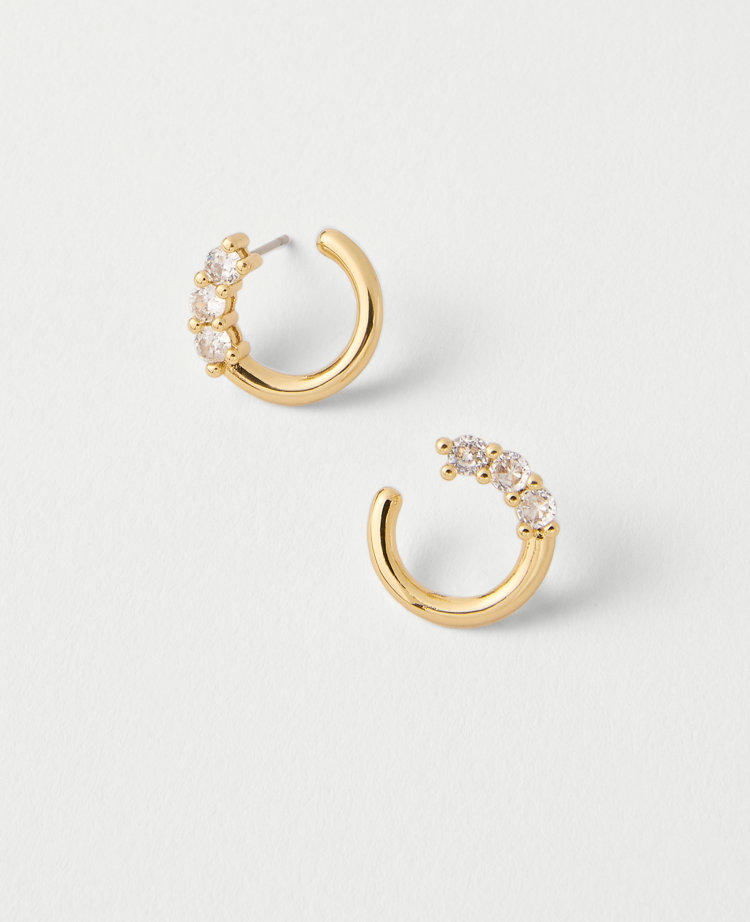 Ann Taylor Demi Fine Crystal Ring Circle Stud Earrings Clear Women's