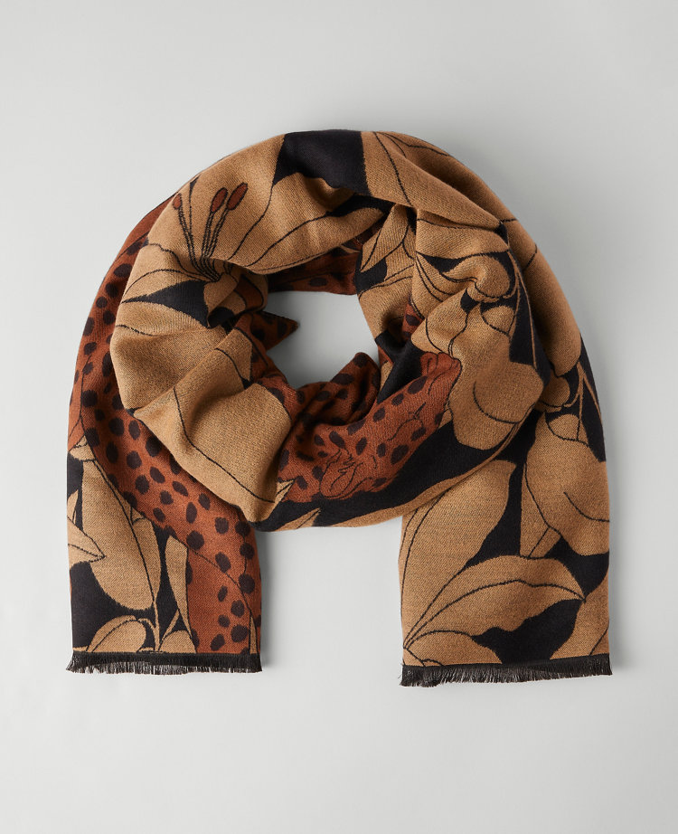 Cat Print Scarf - Black