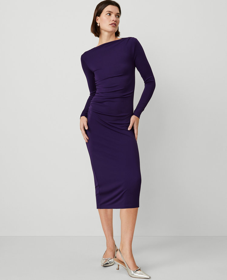 Petite Gathered Waist Column Sheath Dress
