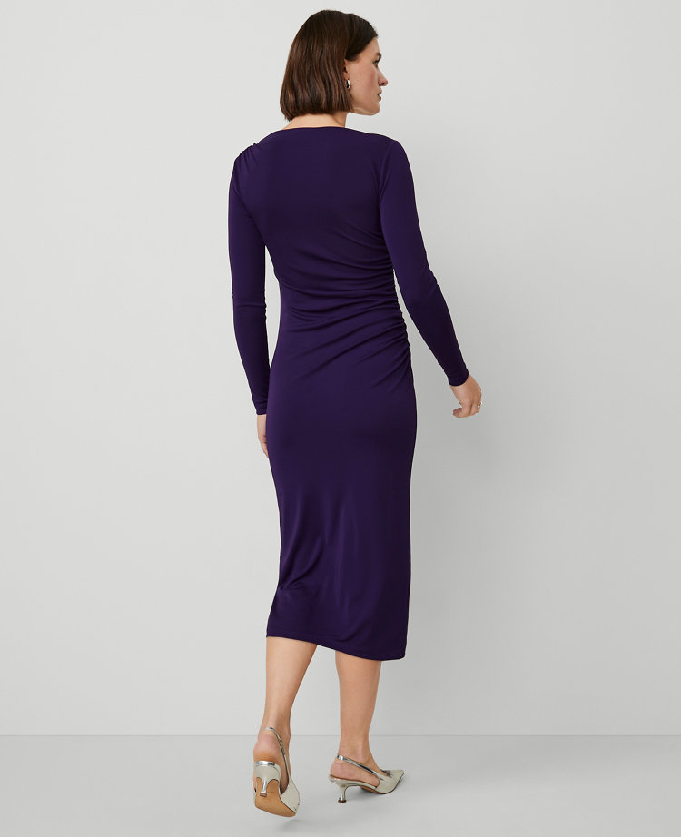 Petite Gathered Waist Column Sheath Dress