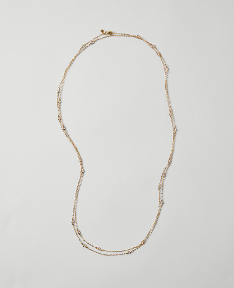 Ann Taylor Crystal Inset Double Wrap Necklace