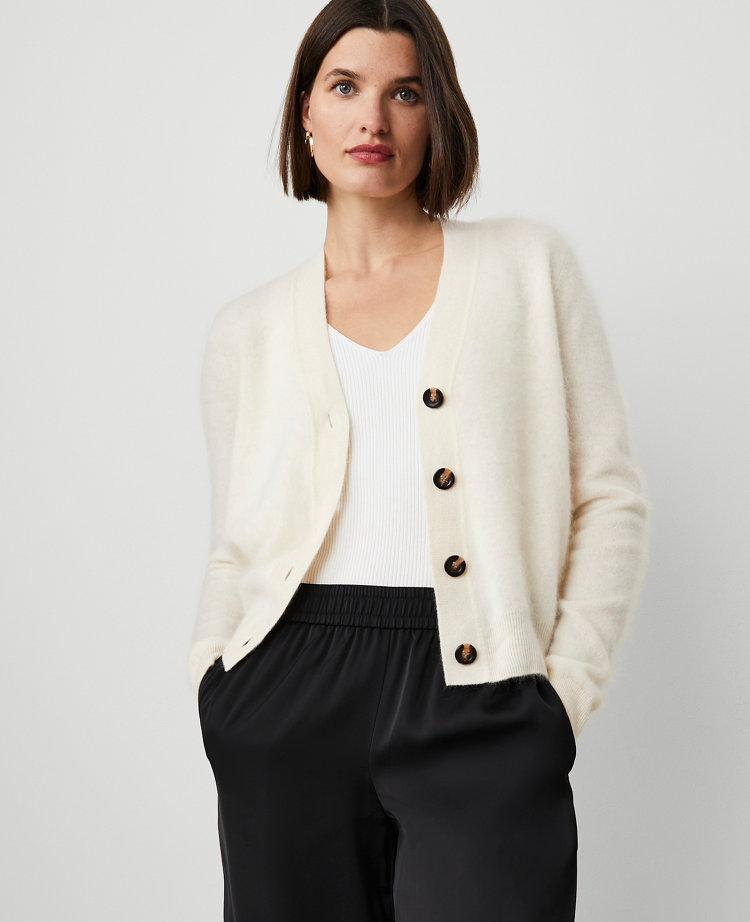 Brushed-Cashmere Boyfriend Cardigan