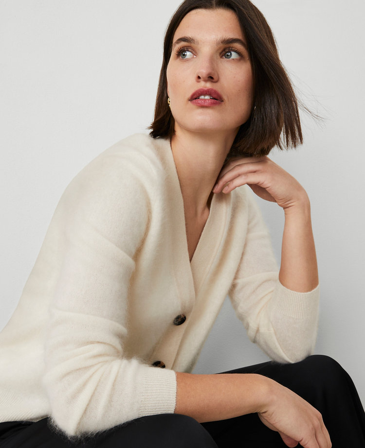 Brushed-Cashmere Boyfriend Cardigan