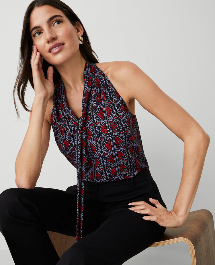 Paisley Tie Neck Halter Top