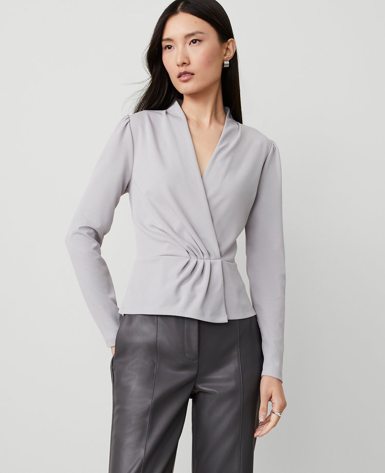 CROPPED WRAP TOP WITH PLEATED DETAIL NOBLE ENDEAVOURS