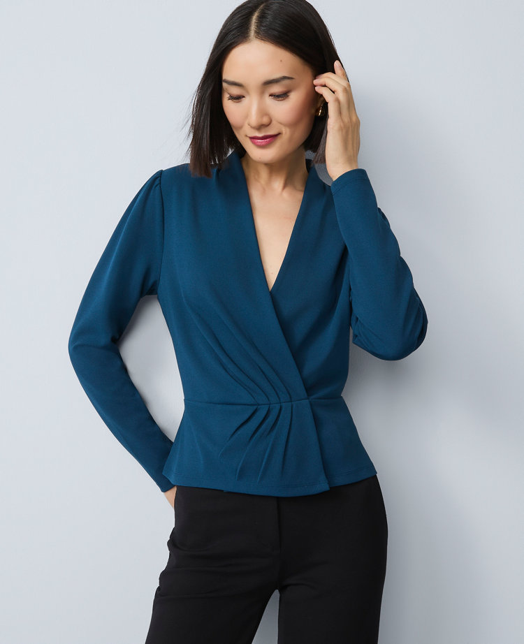 Pleat Waist Wrap Top