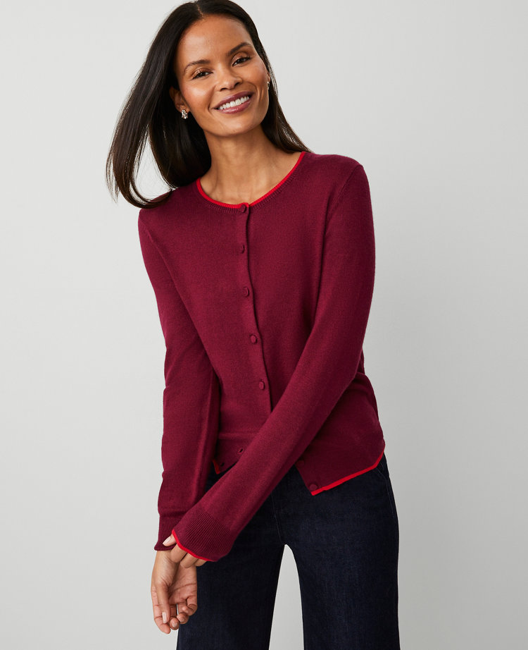 Contrast Trim Ann Cardigan