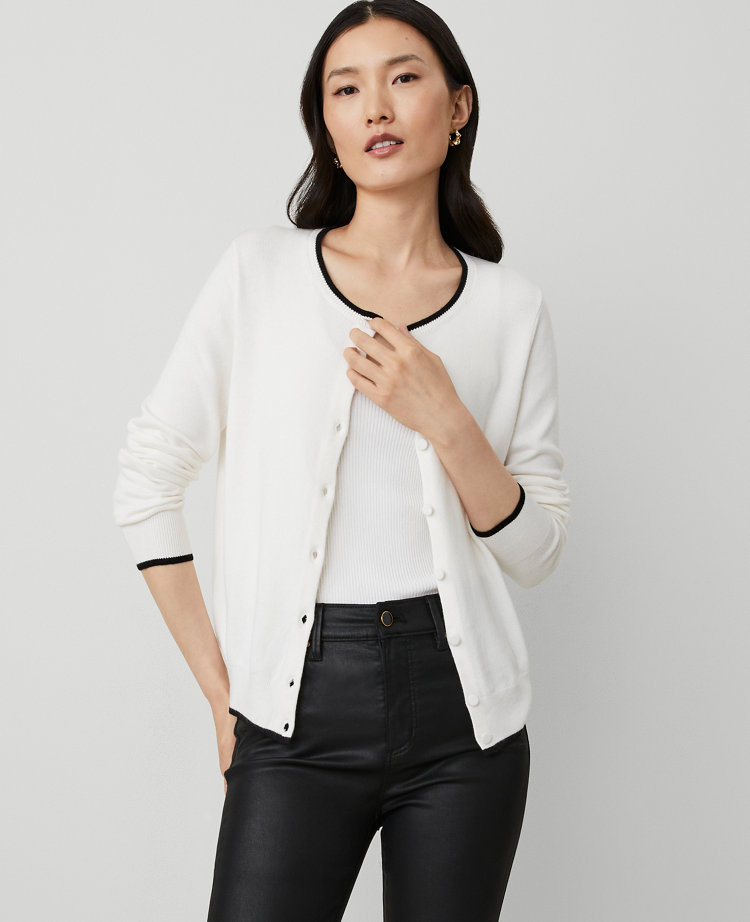 Contrast Trim Ann Cardigan