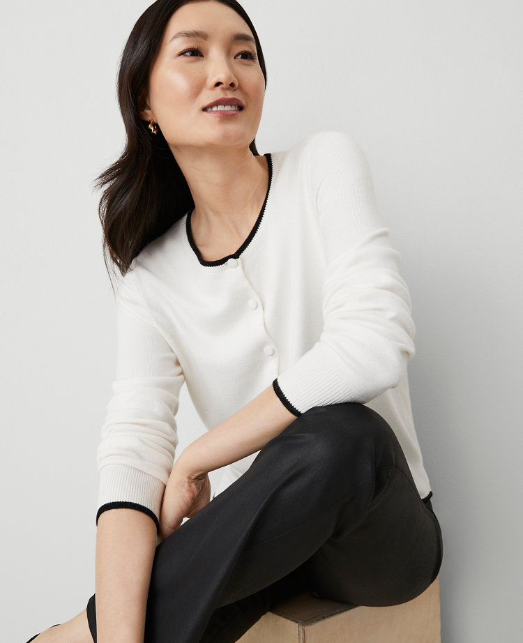 Contrast Trim Ann Cardigan