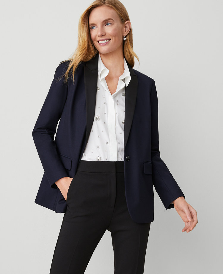 The Longline Tuxedo Blazer in Bi-Stretch Twill