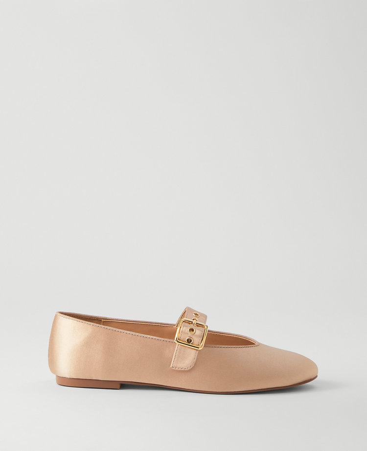 Buckle Mary Jane Satin Flat