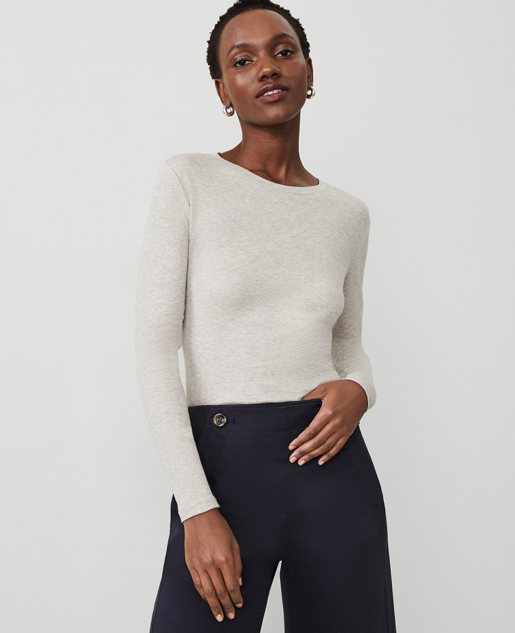 Petite Long Sleeve Crew Neck Top