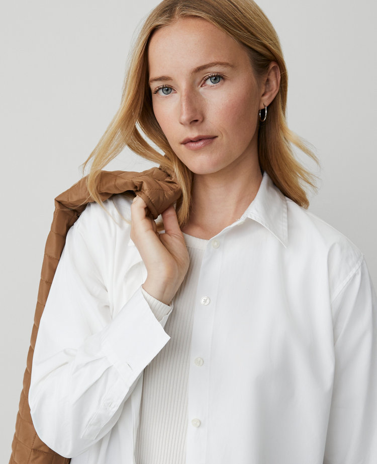 Shop Ann Taylor Weekend Collection Oversized Shirt In White