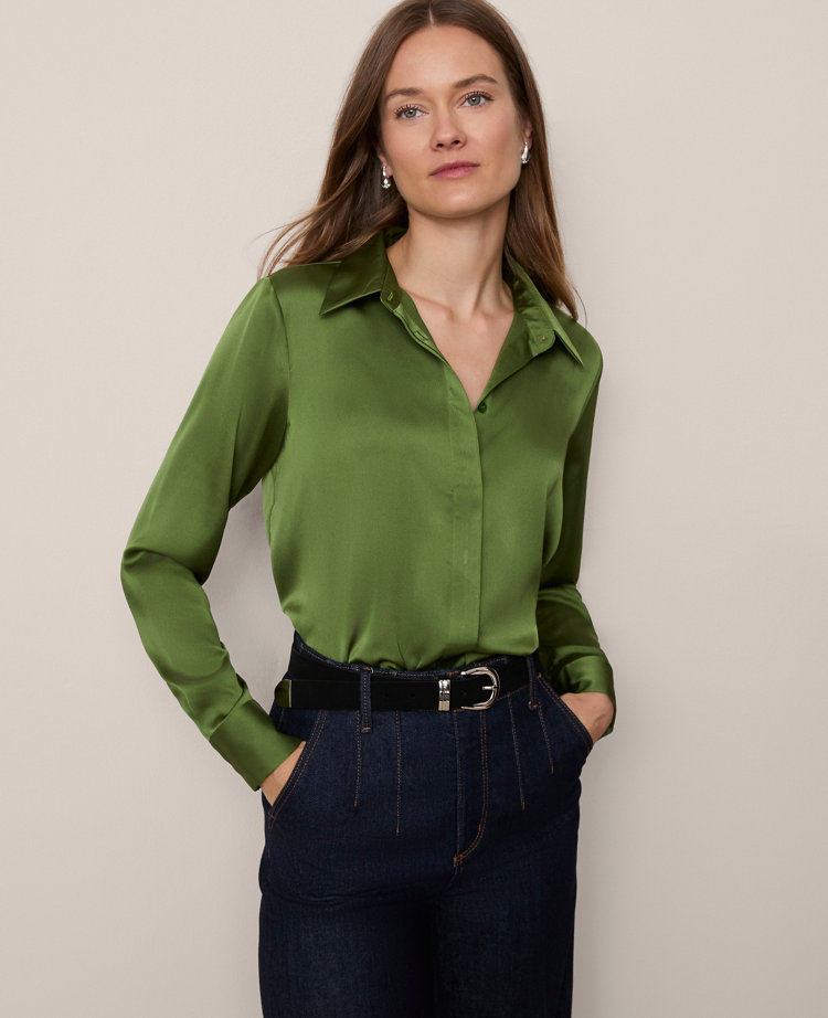 Petite Satin Essential Shirt