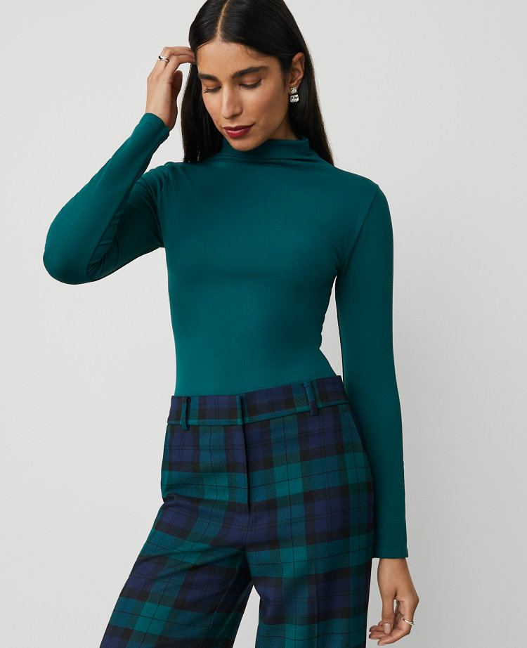 Long-Sleeve Mock Neck Top