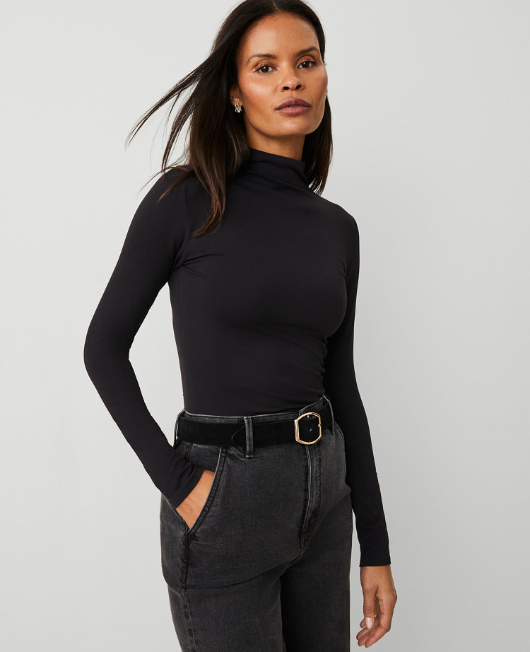 Long-Sleeve Mock Neck Top