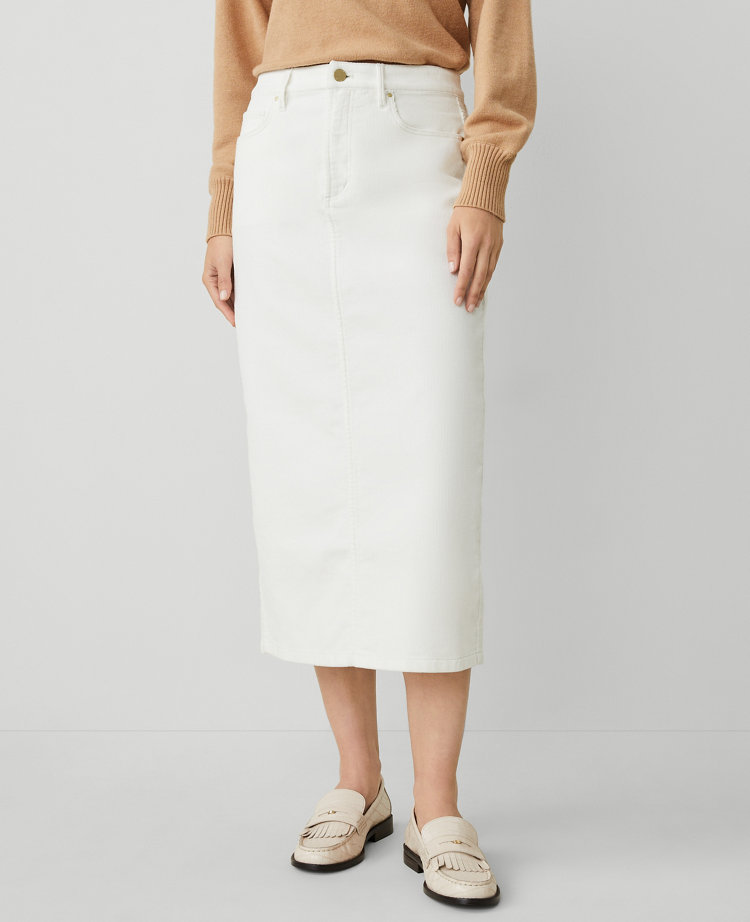 Corduroy Column Midi Skirt