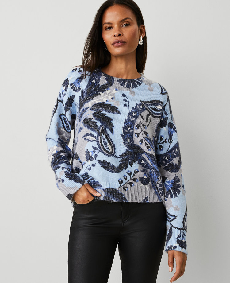 Petite Floral Drop Shoulder Sweater