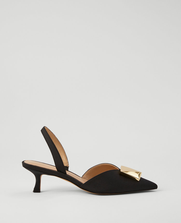 Ornament Faille Slingback Pumps