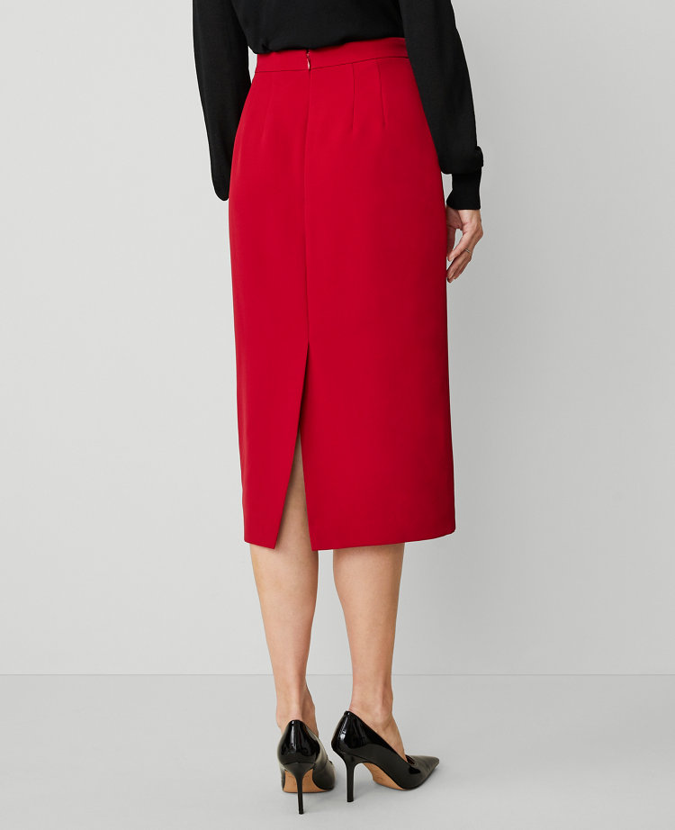 Column Midi Pencil Skirt in Fluid Crepe