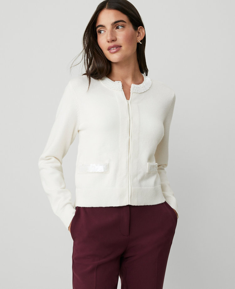Paillette Trim Cardigan