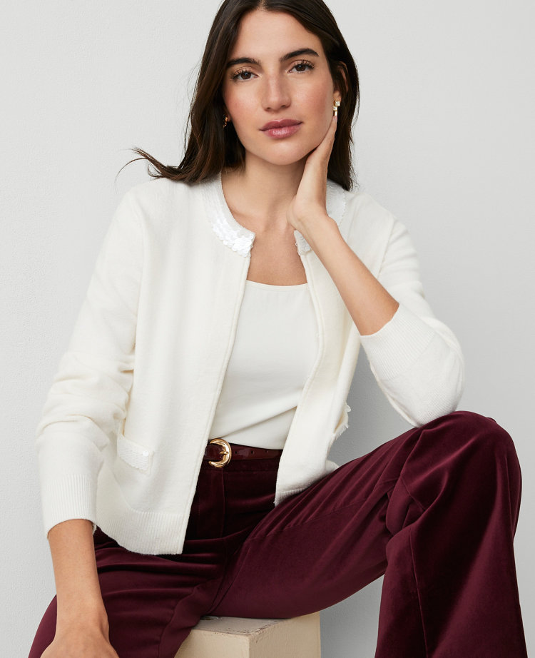 Paillette Trim Cardigan
