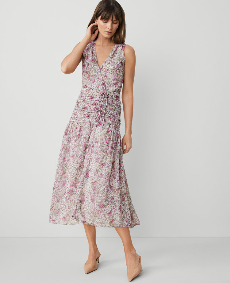 Floral Ruched Flare Dress