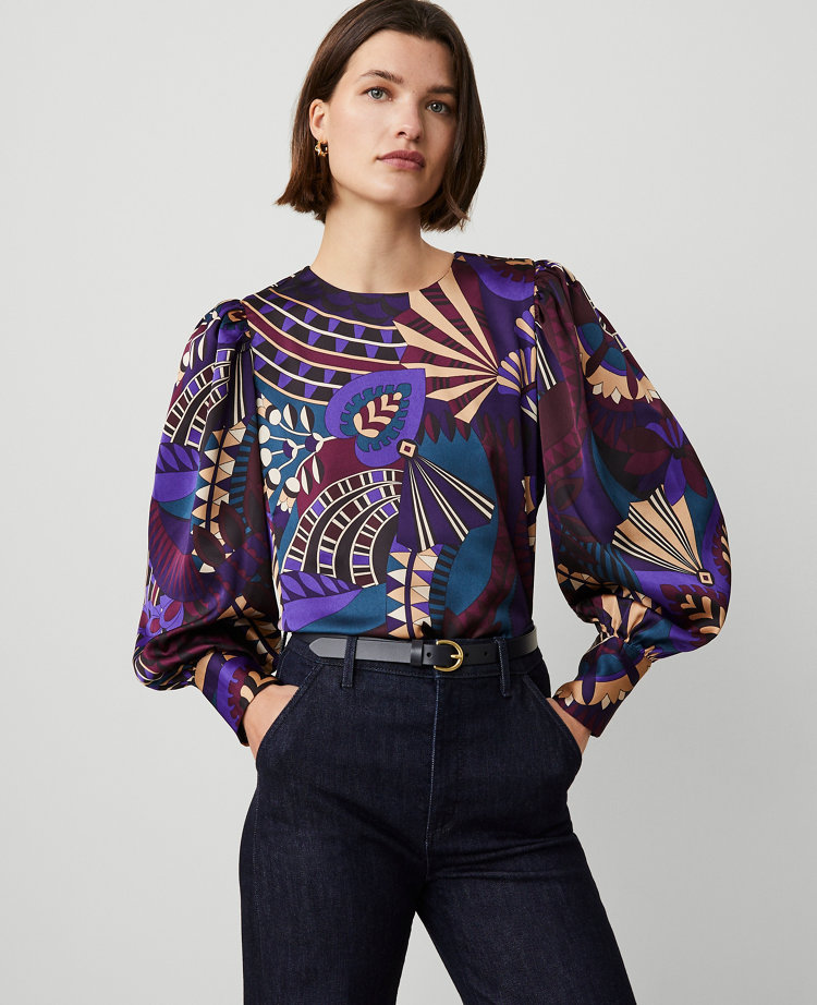 Petite Botanical Puff Sleeve Blouse