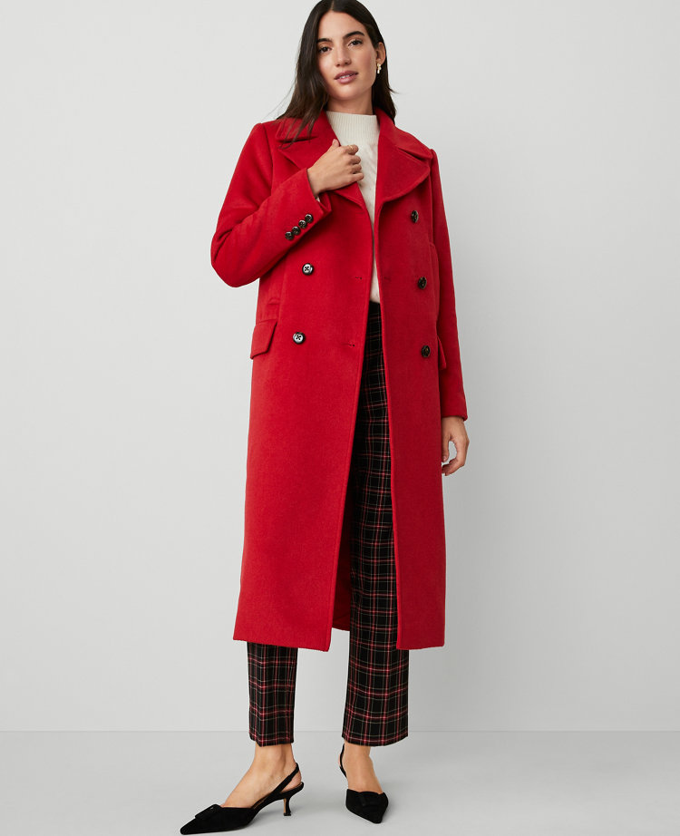 Ann Taylor Petite Wool Blend Peacoat In Iconic Red