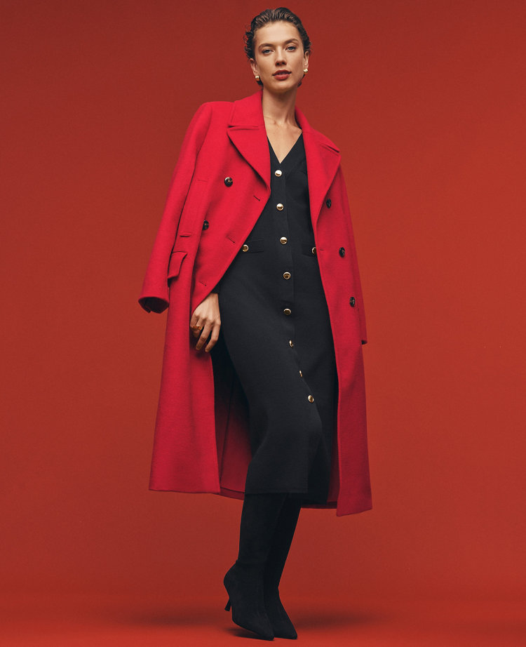 Ann Taylor Petite Wool Blend Peacoat In Iconic Red