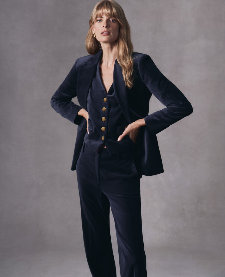 Petite Velvet Tailored Double Breasted Blazer carousel Product Image 1