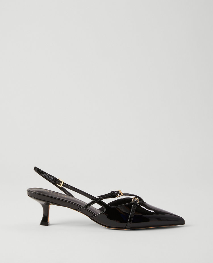 Strappy Pointy Toe Patent Pump