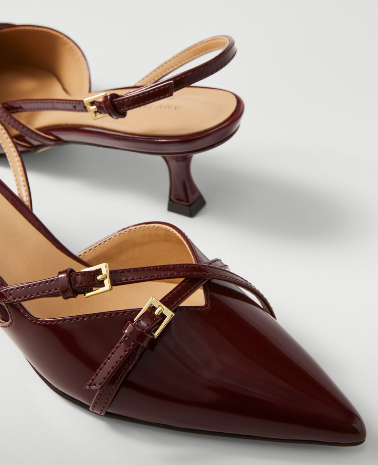 Strappy Pointy Toe Patent Pump